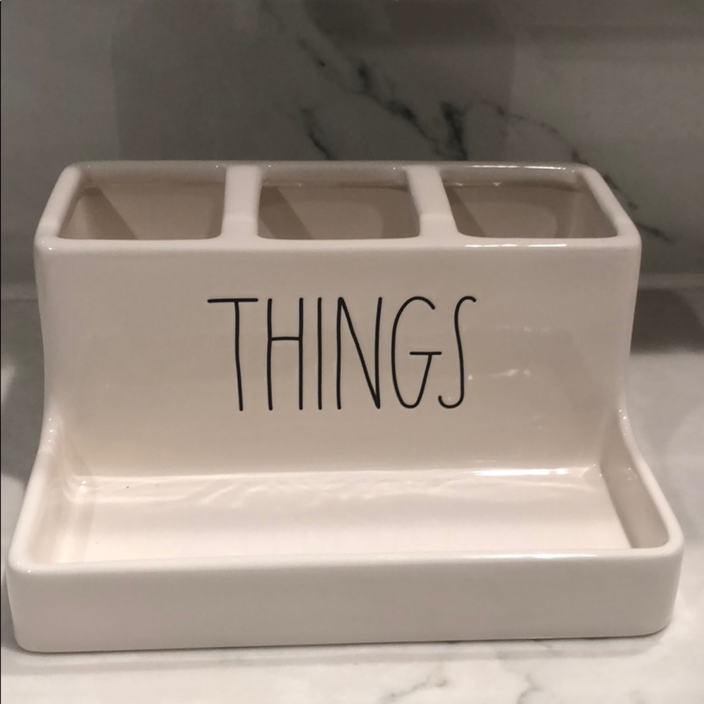 Rae Dunn cotton /Qtips organizer / things